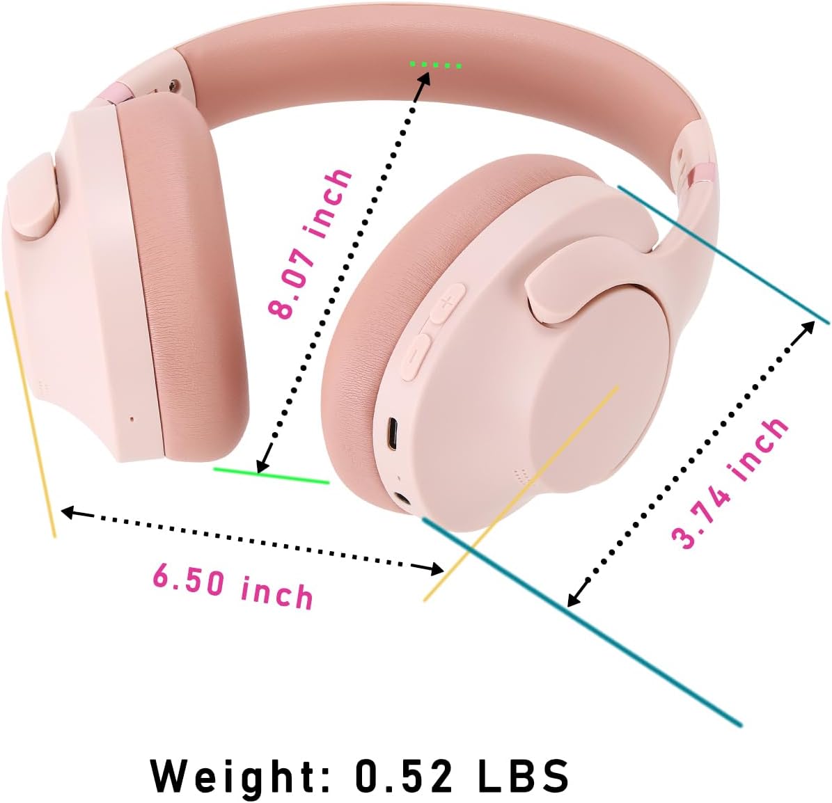 Noise Cancelling Headphones Wireless Over Ear, 50 Hours Playtime, Bluetooth 5.4 Headphones, Music & Gaming Headphone with Microphone, HiFi Stereo, Deep Bass, Soft Earpads for Cellphone/PC - Image 2