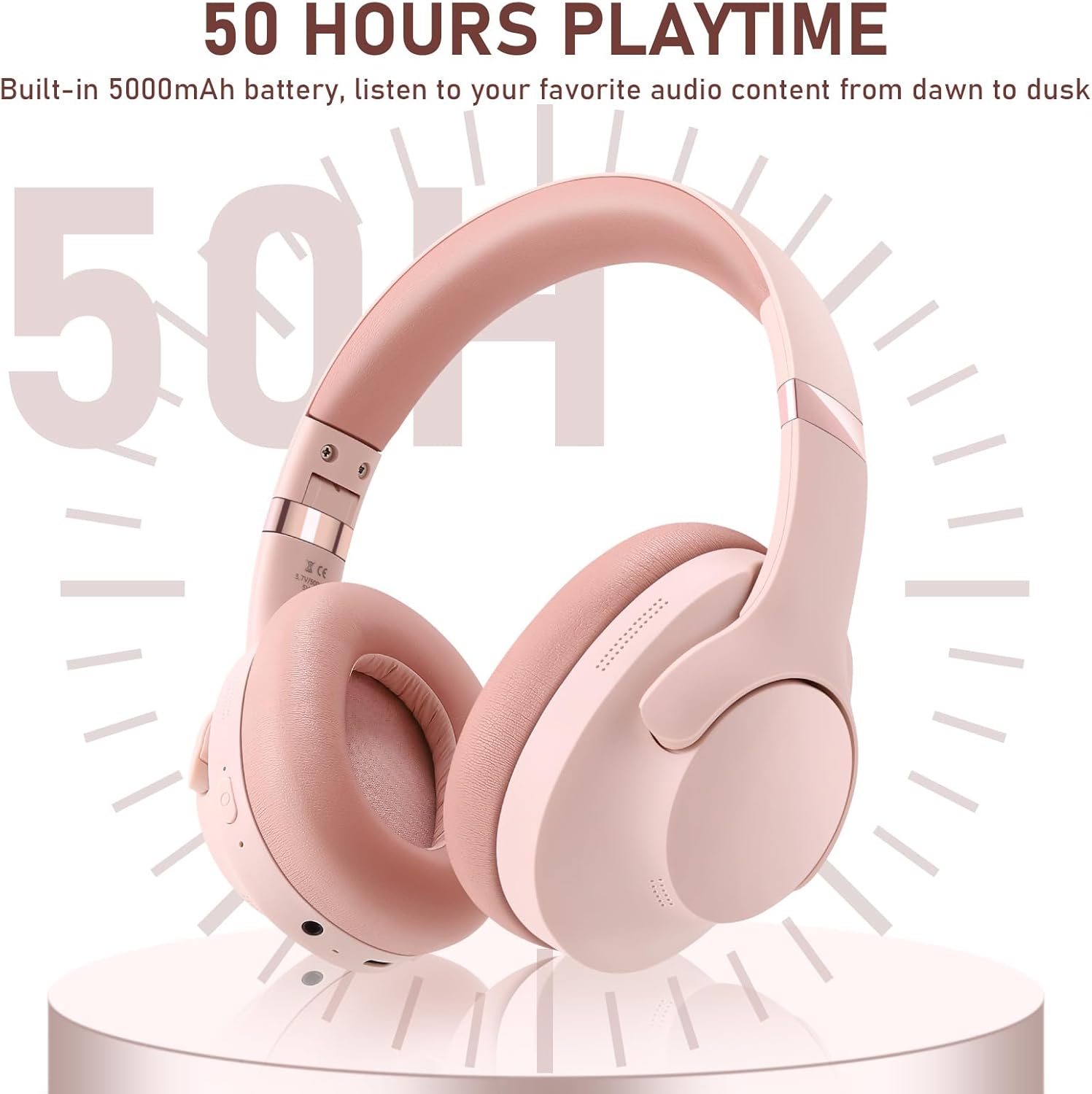 Noise Cancelling Headphones Wireless Over Ear, 50 Hours Playtime, Bluetooth 5.4 Headphones, Music & Gaming Headphone with Microphone, HiFi Stereo, Deep Bass, Soft Earpads for Cellphone/PC - Image 3